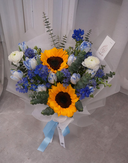 Sun in Blue Sky | Sunflower - Fresh Flowers - Bouquet - Bouquet - for him - Graduation - 1