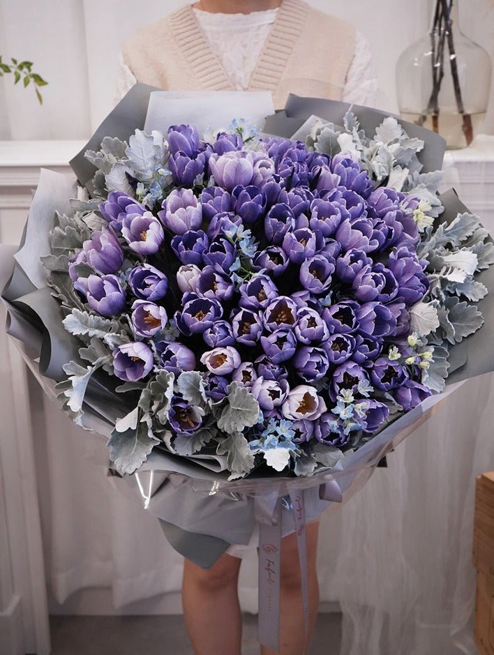 Blue Violet Tulip | 99 Tulips - Fresh Flowers - Bouquet - Bouquet - Proposal - Tulip - 1