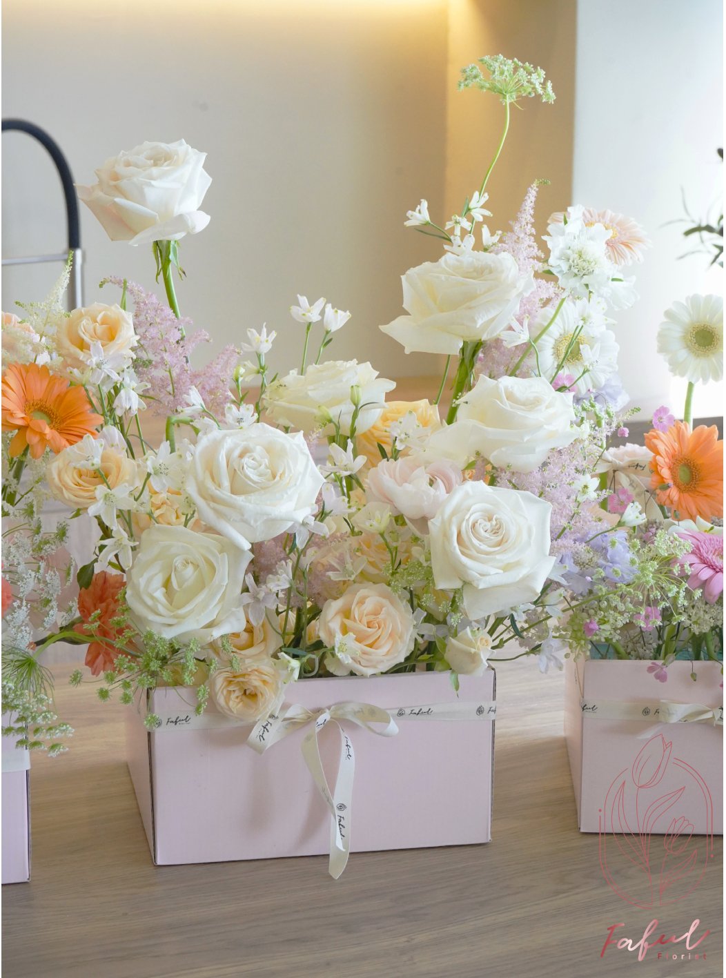 Champagne | Champagne Rose & White Rose - Fresh Flowers - Flower Box - Anniversary - Birthday - Champagne Rose - 1