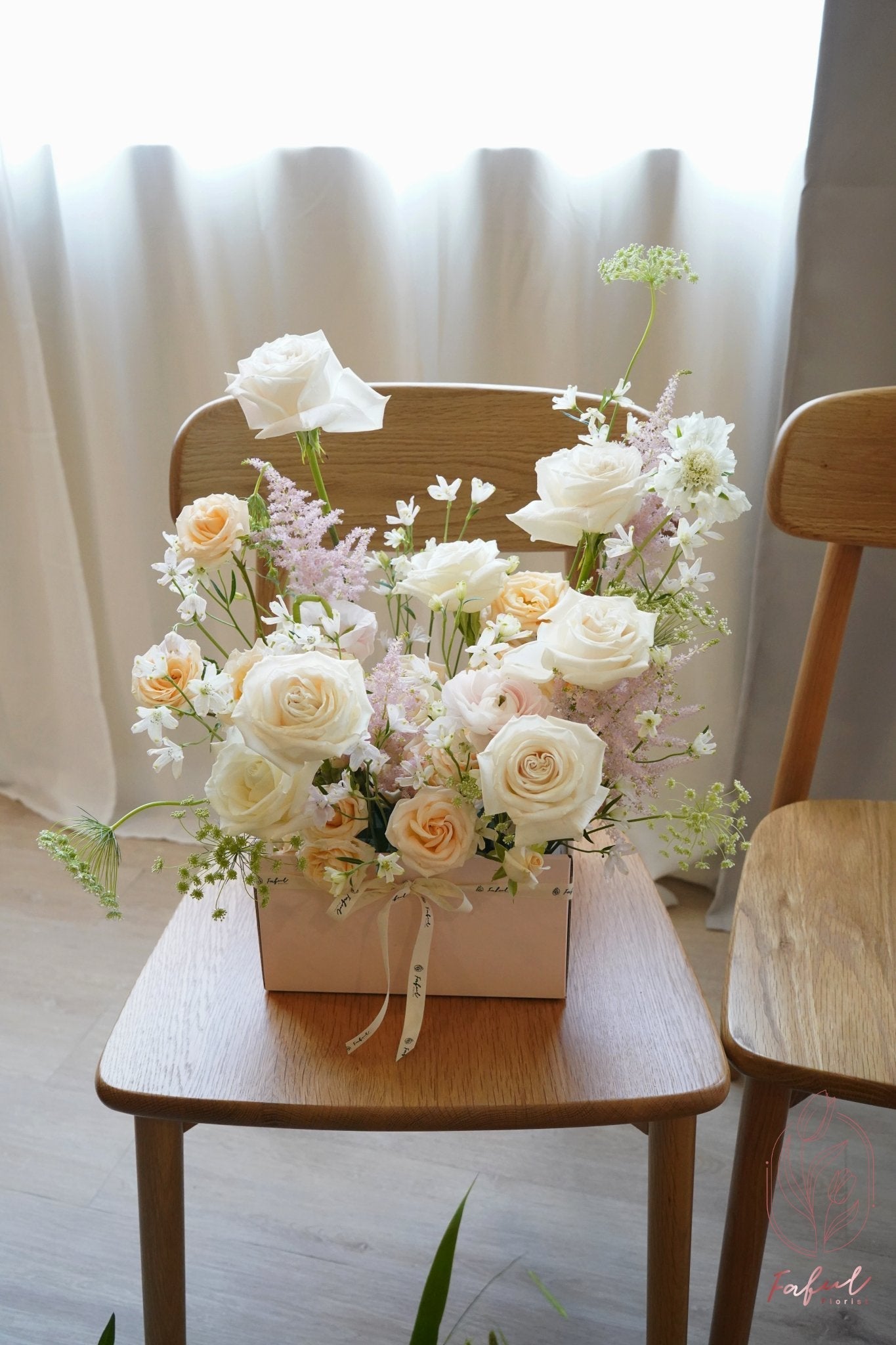 Champagne | Champagne Rose & White Rose - Fresh Flowers - Flower Box - Anniversary - Birthday - Champagne Rose - 3