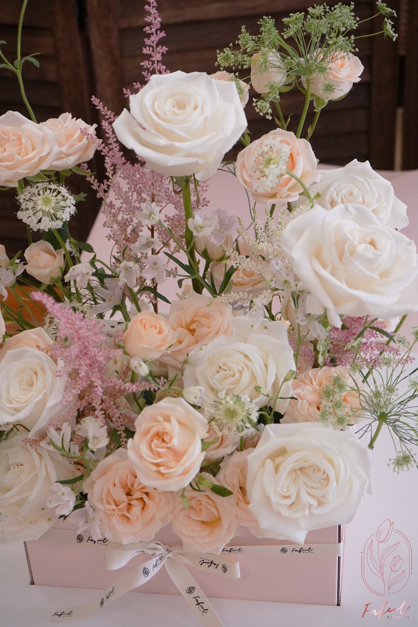 Champagne | Champagne Rose & White Rose - Fresh Flowers - Flower Box - Anniversary - Birthday - Champagne Rose - 5