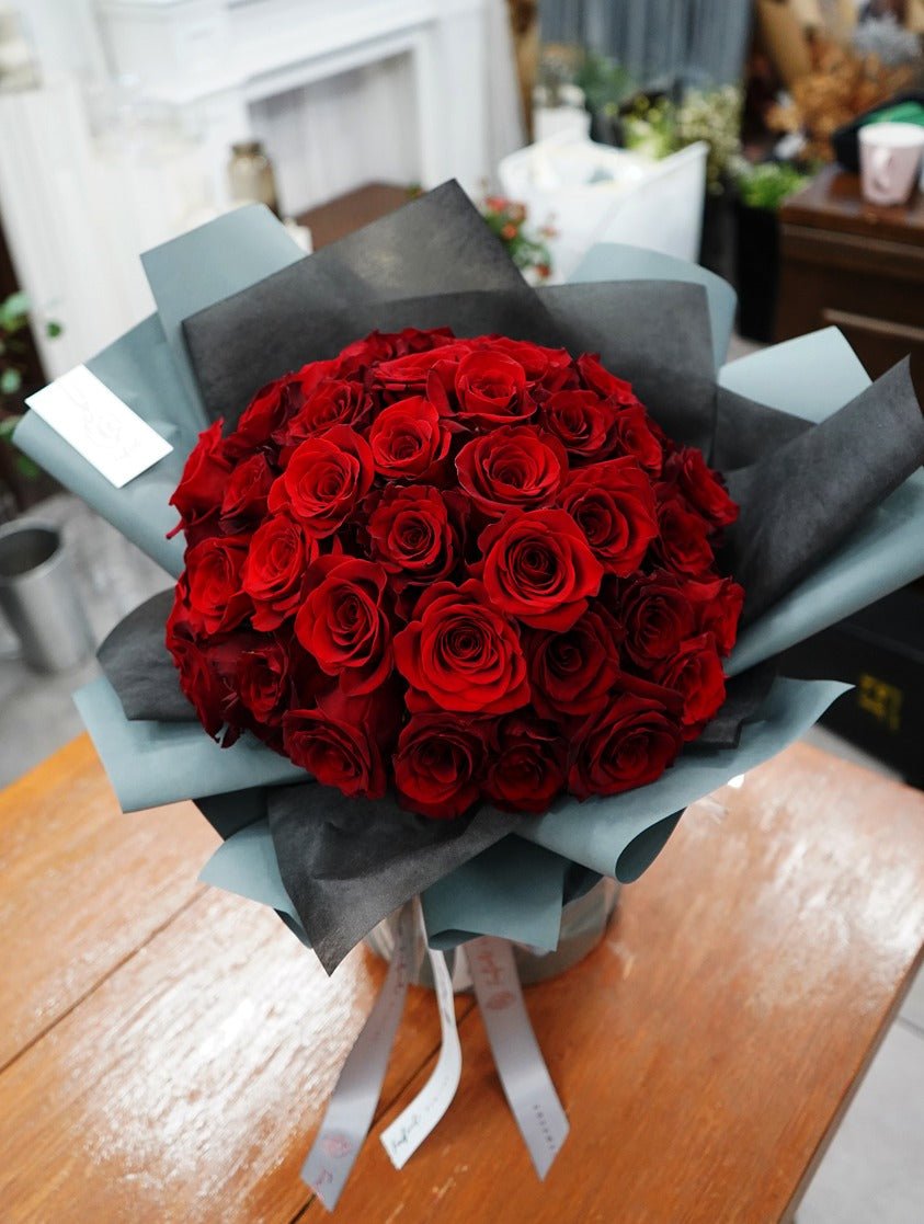 Red Rose | 50 Roses - Fresh Flowers - Bouquet - Bouquet - Proposal - Romance - 1