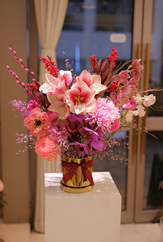 粉紅佳人 | Chinese New Year Centrepiece - Fresh flowers - 2025CNY - 1