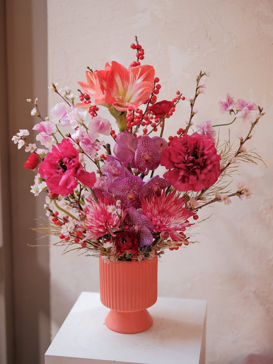 春粉盈門 | Chinese New Year Centrepiece - Fresh flowers - 2025CNY - Chinese New Year - Chinese New Year Centrepiece