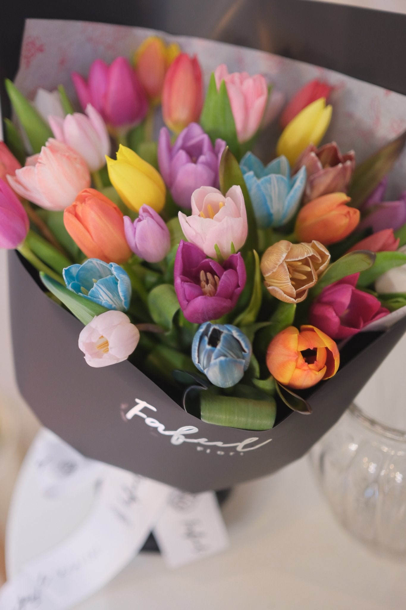 faful florist special edition bouquet with colorful tulips