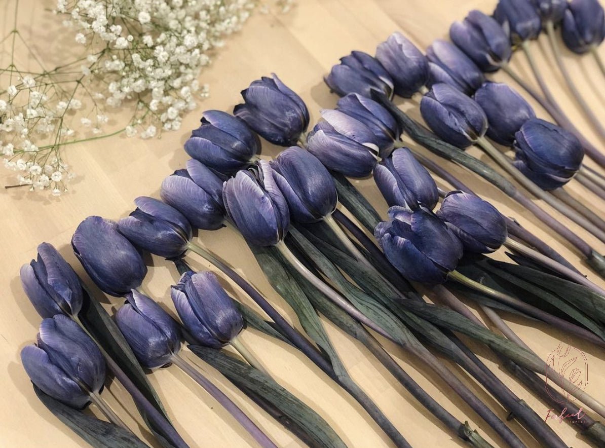 "Blue Violet Tulip Flowers" - A captivating arrangement of blue-violet tulips, perfect flowers for flower delivery in Hong Kong.6