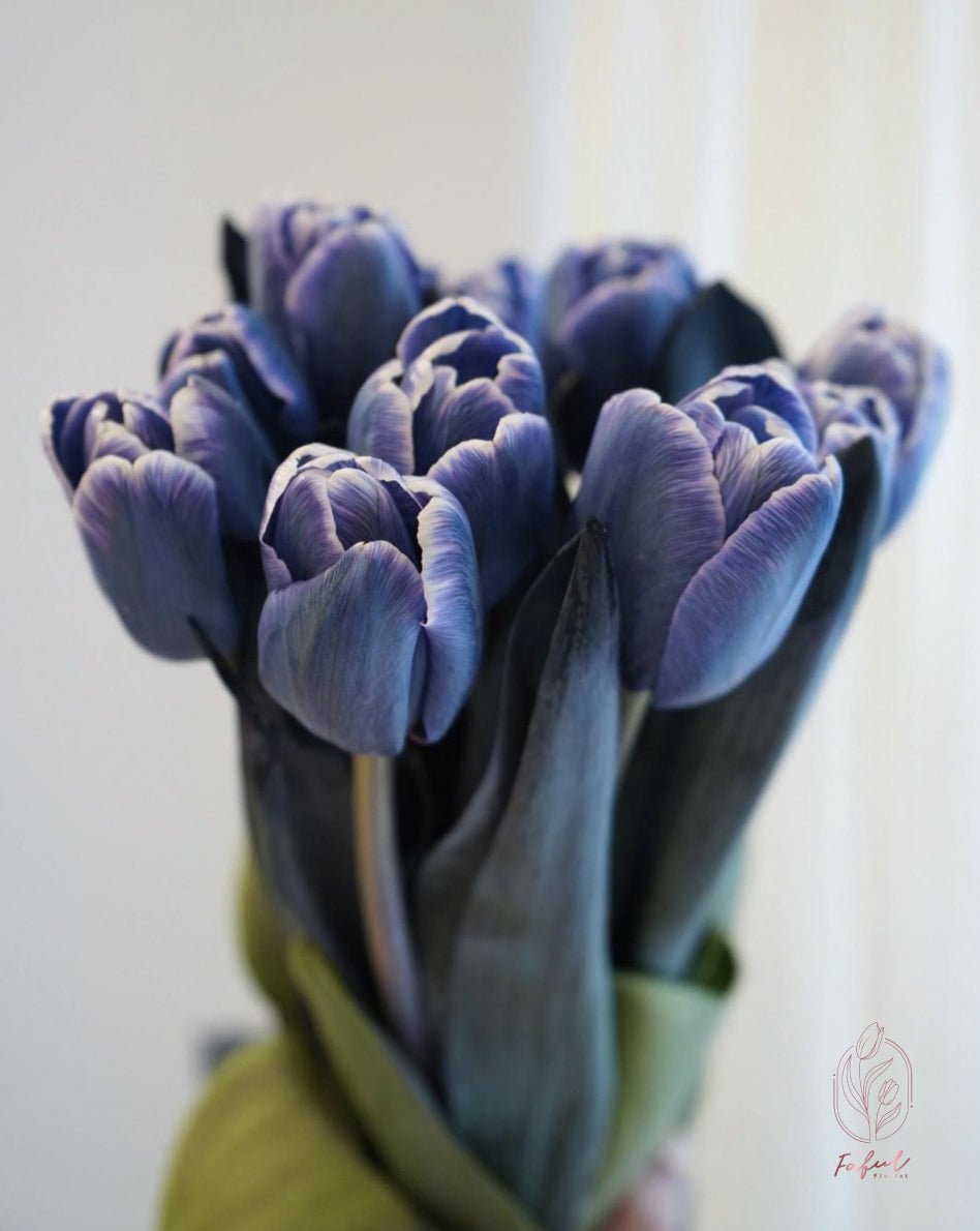 "Blue Violet Tulip Flowers" - A captivating arrangement of blue-violet tulips, perfect flowers for flower delivery in Hong Kong.3