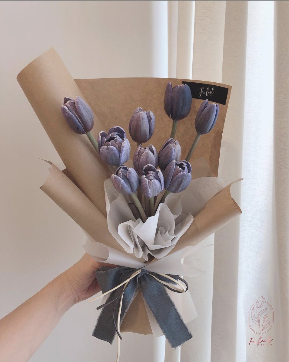 "Blue Violet Tulip Flowers" - A captivating arrangement of blue-violet tulips, perfect flowers for flower delivery in Hong Kong.5