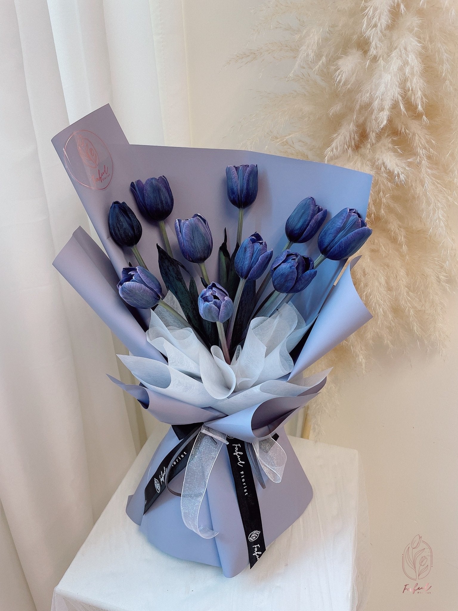 Blue Violet Tulip - Fresh flowers, Tulips- 10 stems - - Birthday - Bouquet - Flowers - 2
