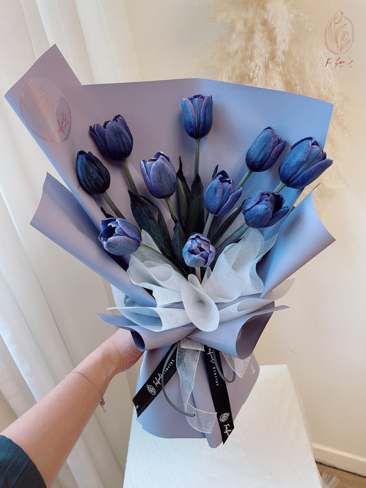 "Blue Violet Tulip Flowers" - A captivating arrangement of blue-violet tulips, perfect flowers for flower delivery in Hong Kong.
