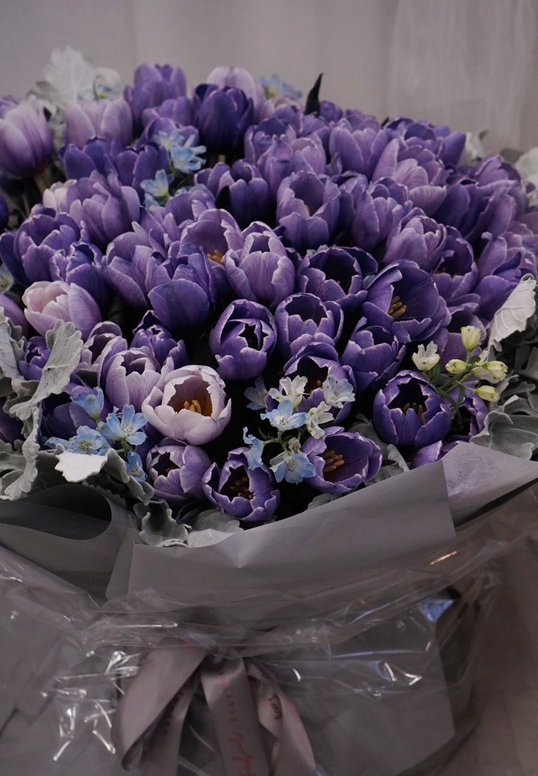 Blue Violet Tulip (99 Stems) - Fresh flowers, Tulips- - - Bouquet - Proposal - 3