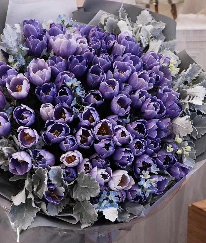 Blue Violet Tulip (99 Stems) - Fresh flowers, Tulips- - - Bouquet - Proposal - 2