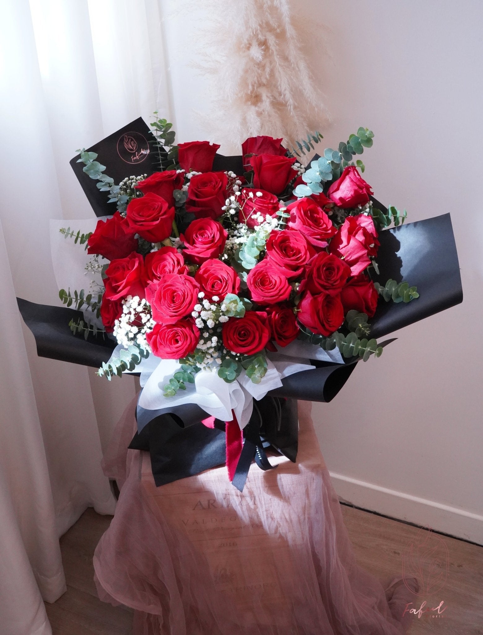 Red Rose (with Baby's Breath) - Fresh flowers, Roses- 30 stems - - Anniversary - Bouquet - Proposal - 7