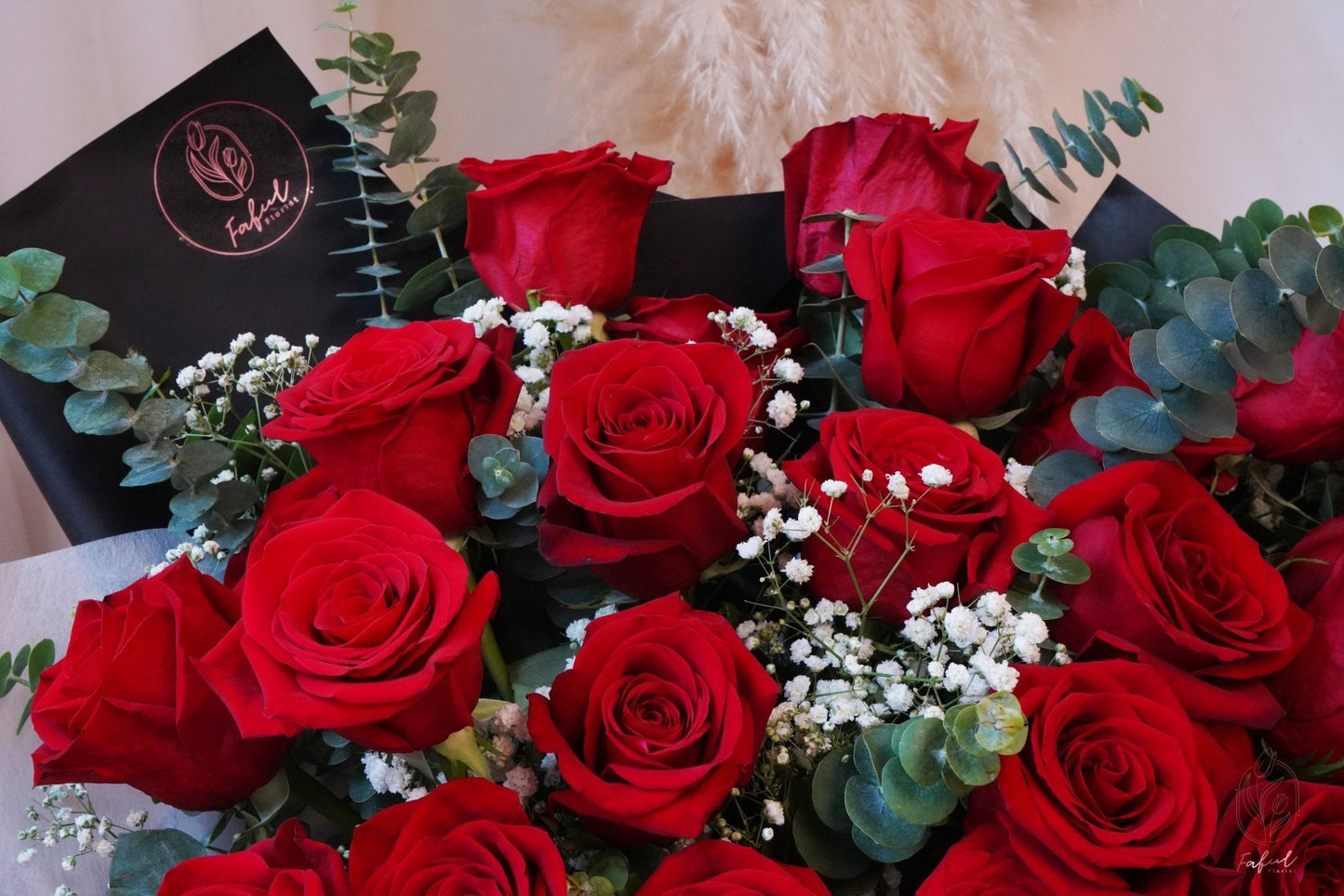 Red Rose (with Baby's Breath) - Fresh flowers, Roses- 30 stems - - Anniversary - Bouquet - Proposal - 6