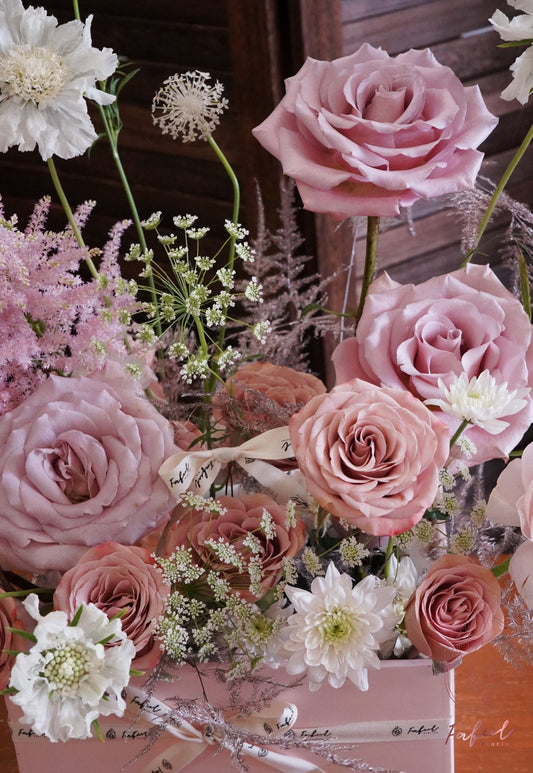 Rosewater (Quicksand & Cappuccino Rose) - Fresh Flowers - Flower Box - Anniversary - For Mum - Rose - 2