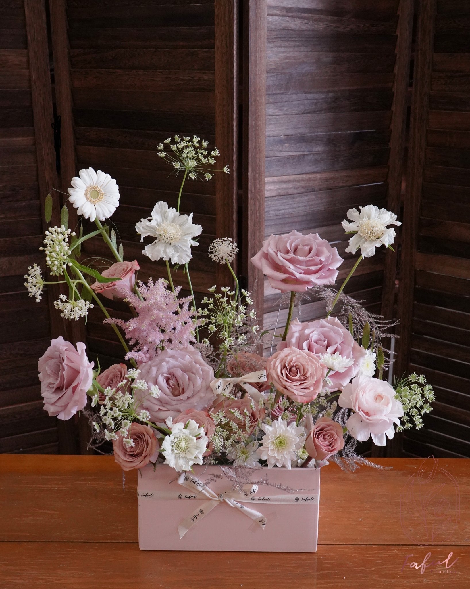 Rosewater (Quicksand & Cappuccino Rose) - Fresh Flowers - Flower Box - Anniversary - For Mum - Rose - 1